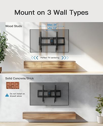 Miniatura 6 de Pipishell PILT9 - Soporte de pared inclinable para televisores planos o curvos de 37 a 82 pulgadas de hasta 132 libras, VESA máximo de 23.622 x
