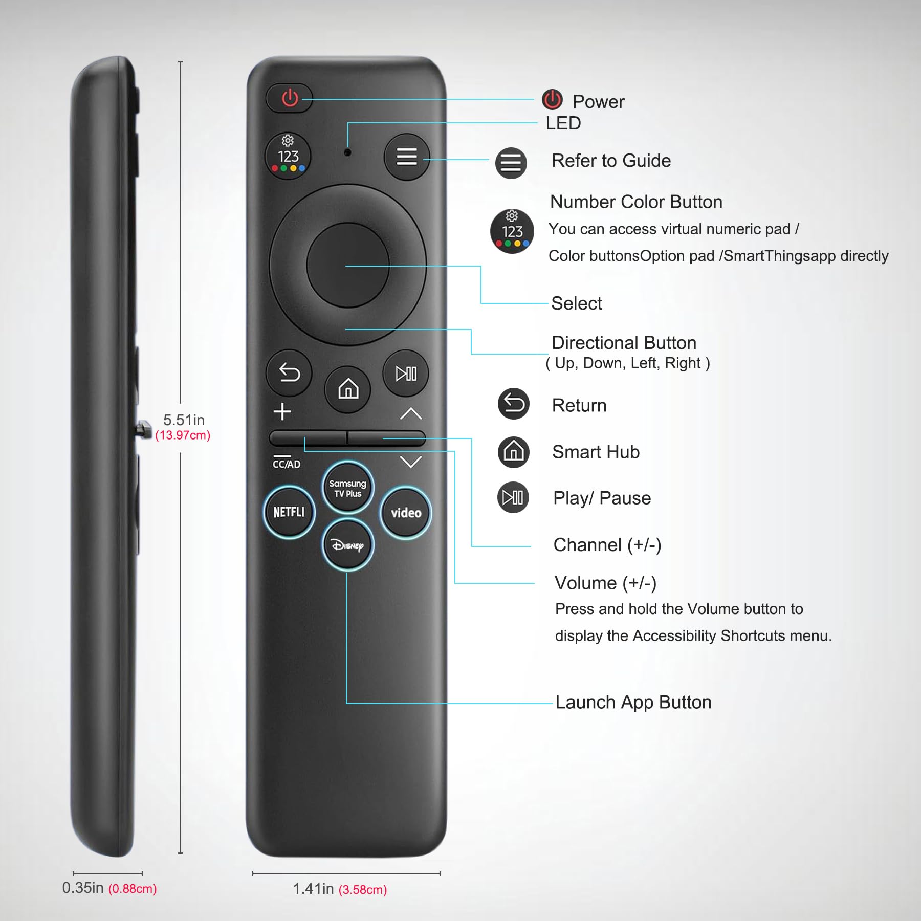 Sostituto per Samsung Smart TV Remote Control Universal Compatibile con tutti i televisori Samsung Frame Curved QLED Crystal UHD (senza controllo vocale)