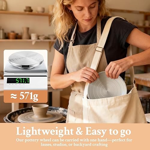 Miniatura 2 de Yncotte Rueda de bandas de 7 pulgadas, rueda de cerámica de doble cara, rueda giratoria de aleación de aluminio para esculpir con rodamientos de