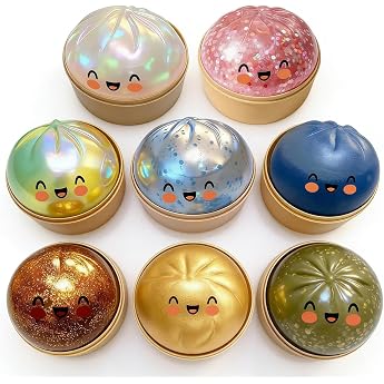 TKGEOUE Random 1 x Dumplings Squishy with Steamer Box, Mystery Dumplings Non-Edible, Stress Relief Toy Squishy for Adults, Id