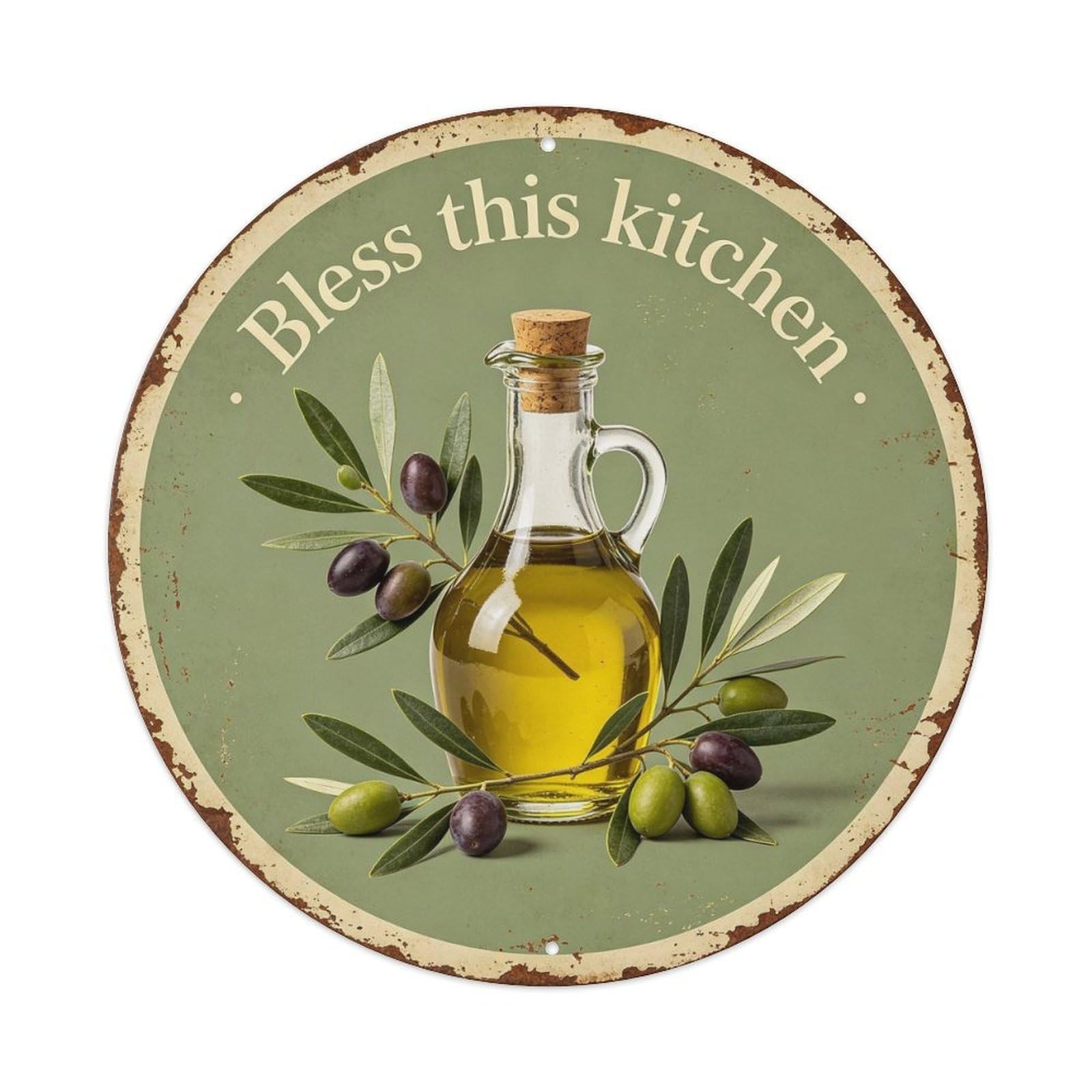 Vintage_retro_olive_kitchen Metal Tin Sign Plaque