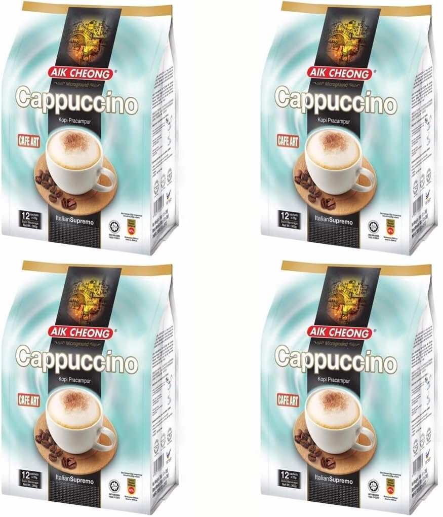 10 Pack Aik Cheong Cappuccino Cafe Art Italian Supremo Imported from Malaysia (10x12 Sachets)