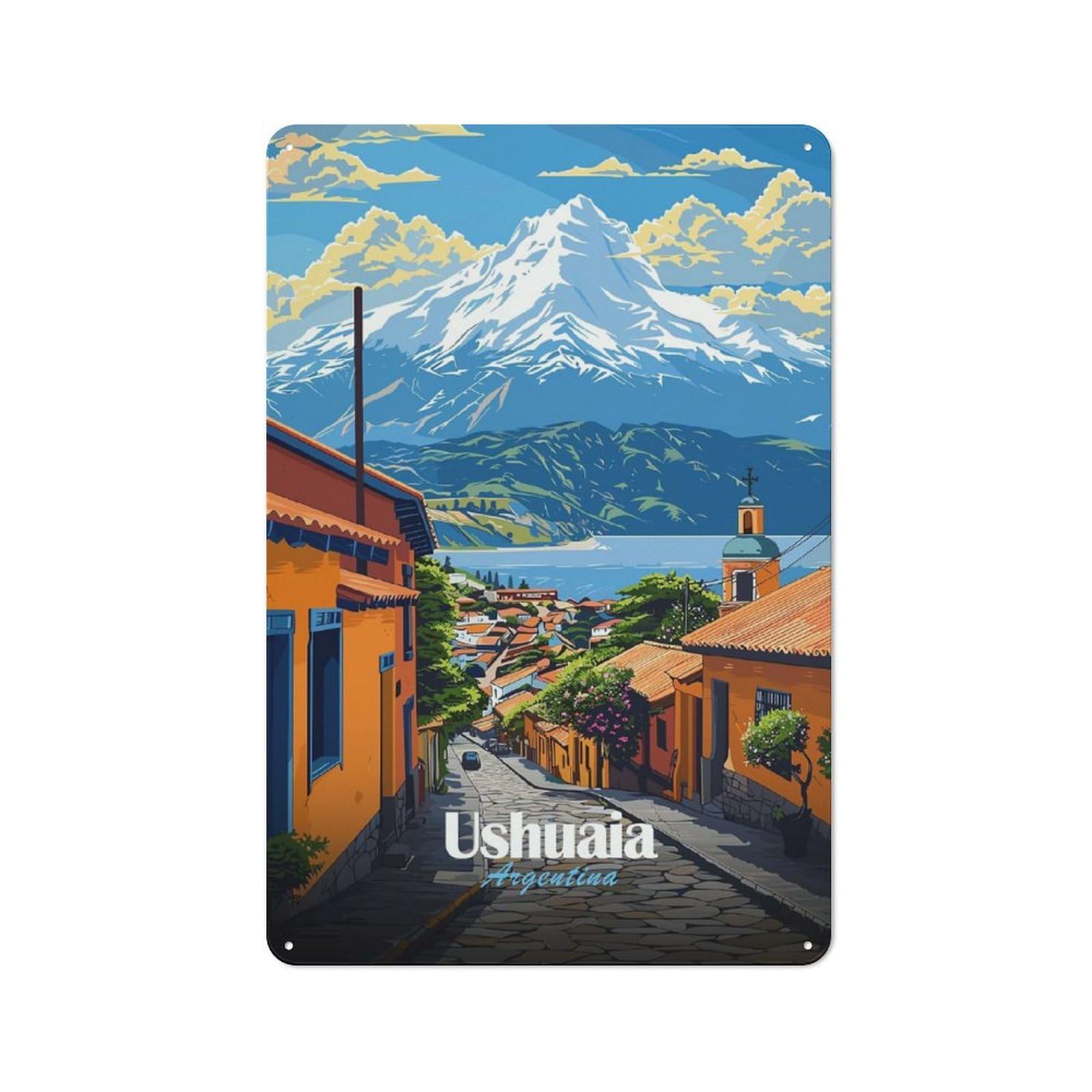 Junmoney Style-1 Classic Vintage Metal Sign 30X20cm Featuring Ushuaia, Argentina, Classic Pub Decor For Bar, Kitchen, Garage Or Games Room