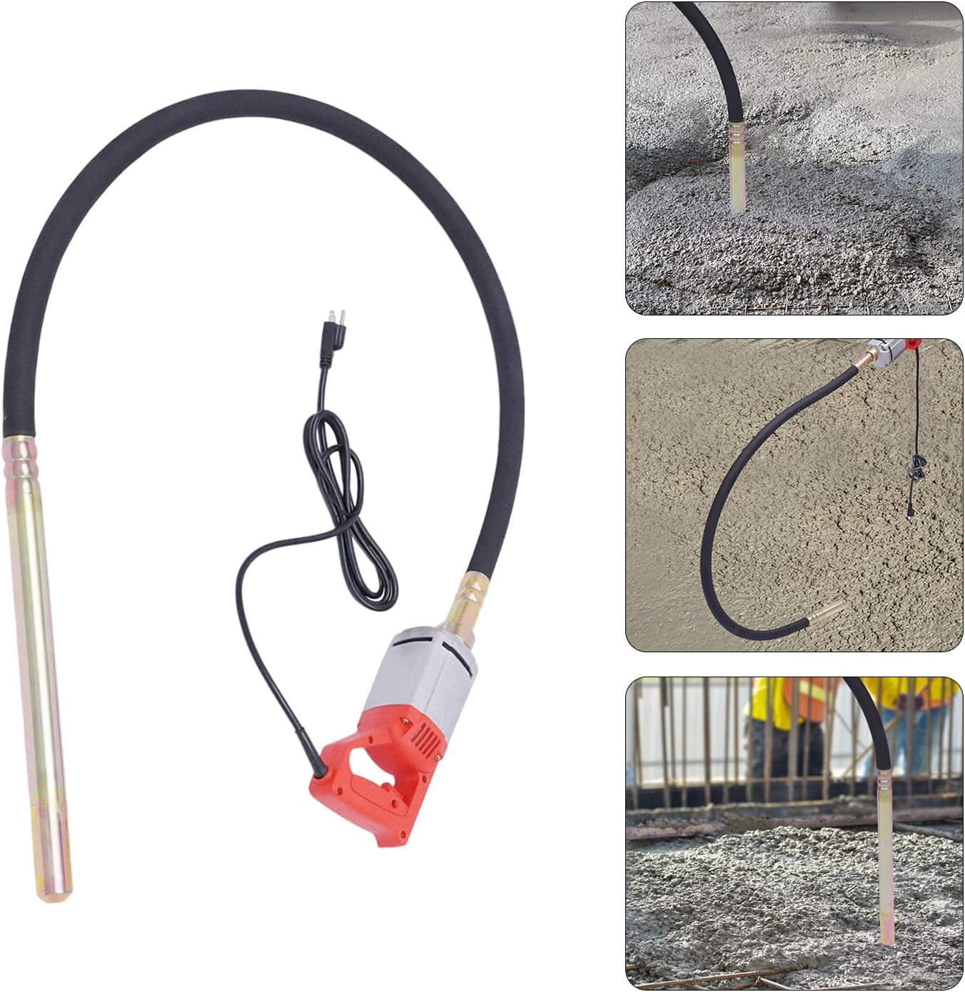 Eapmic Pencil Concrete Vibrator 1300W 4000RPM Electric Concrete Vibrating Tool 14400VPM Pencil Vibration Tool Concrete Construction Insert Vibrator, Concrete Air Bubble Remover with 6.6ft Shaft Rod