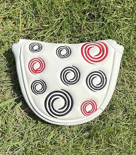 [アスペルシオ] ゴルフクラブ ヘッドカバー パター マレットタイプ マジックテープ式 模様 軽量 固定 防錆 紛失防止 左右兼用 ホワイト 6枚目