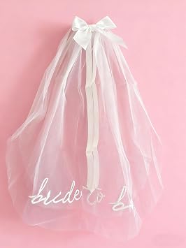 Bachelorette Bride To Be Embroidered Veil | BachParty Accessory, Bride To Be Headband Decorations, White Headpiece Bridal Shower Gift, Engagement Supplies, Wedding, Bridesmaid Favors