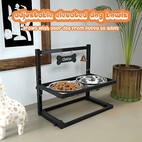 Miniatura 6 de SHAINFUN Cuencos elevados para perros y gatos medianos, soporte elevado para gatos o perros con altura ajustable y dos cuencos de acero inoxidable