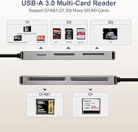 Vista 2 de CFast - Lector de tarjetas, USB-A 3.0 de 5 Gbps, lector de tarjetas múltiples para tarjetas CFast 2.0, XD, SD, TF, CF - Compatible con Lexar