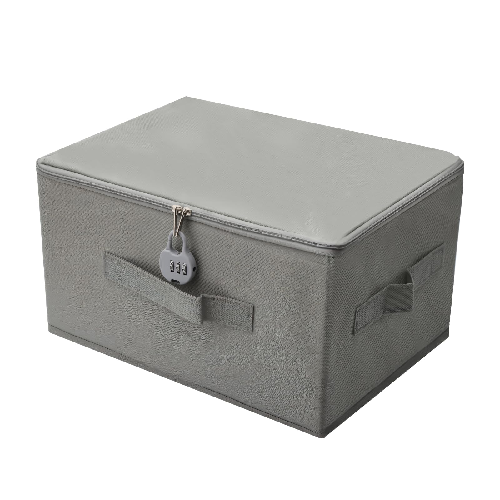 APOMOONS Cajas de Almacenaje Storage Box Caja de Almacenamiento de Tela, Organizador Almacenaje con Tapa, Caja Plegablecaja Cartón con Tapa Cerradura para Juguetes de Ropa Gris 35x22x17.5cm