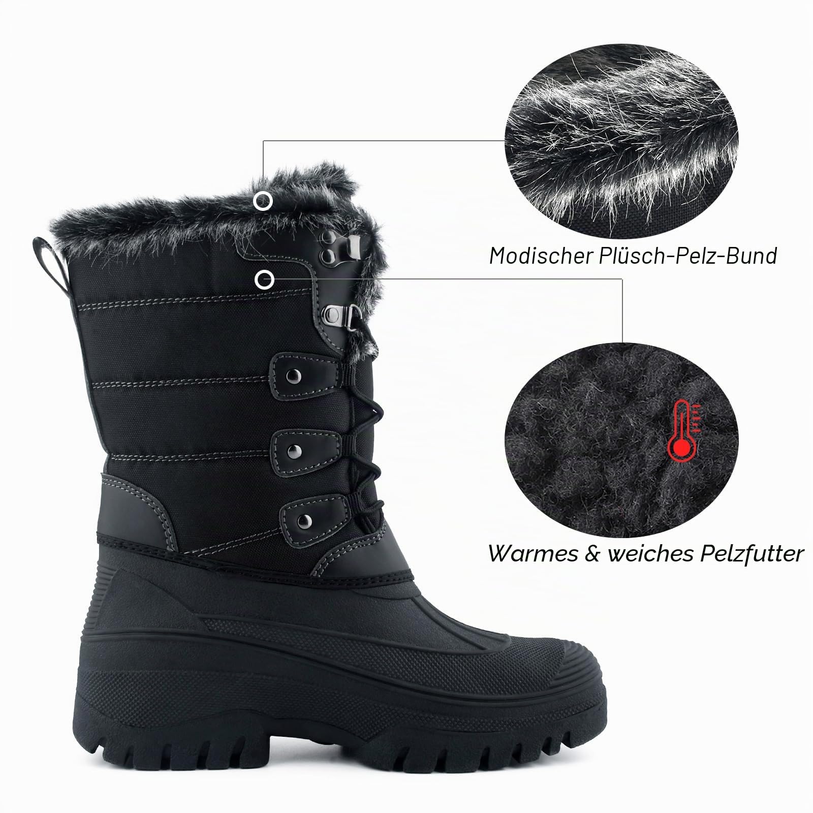 Knixmax Herren Damen Schneestiefel Winterstiefel Warme Gefüttert Winterschuhe rutschfest Wasserdicht Sohle Leichte Winter Stiefel Gr.37-46