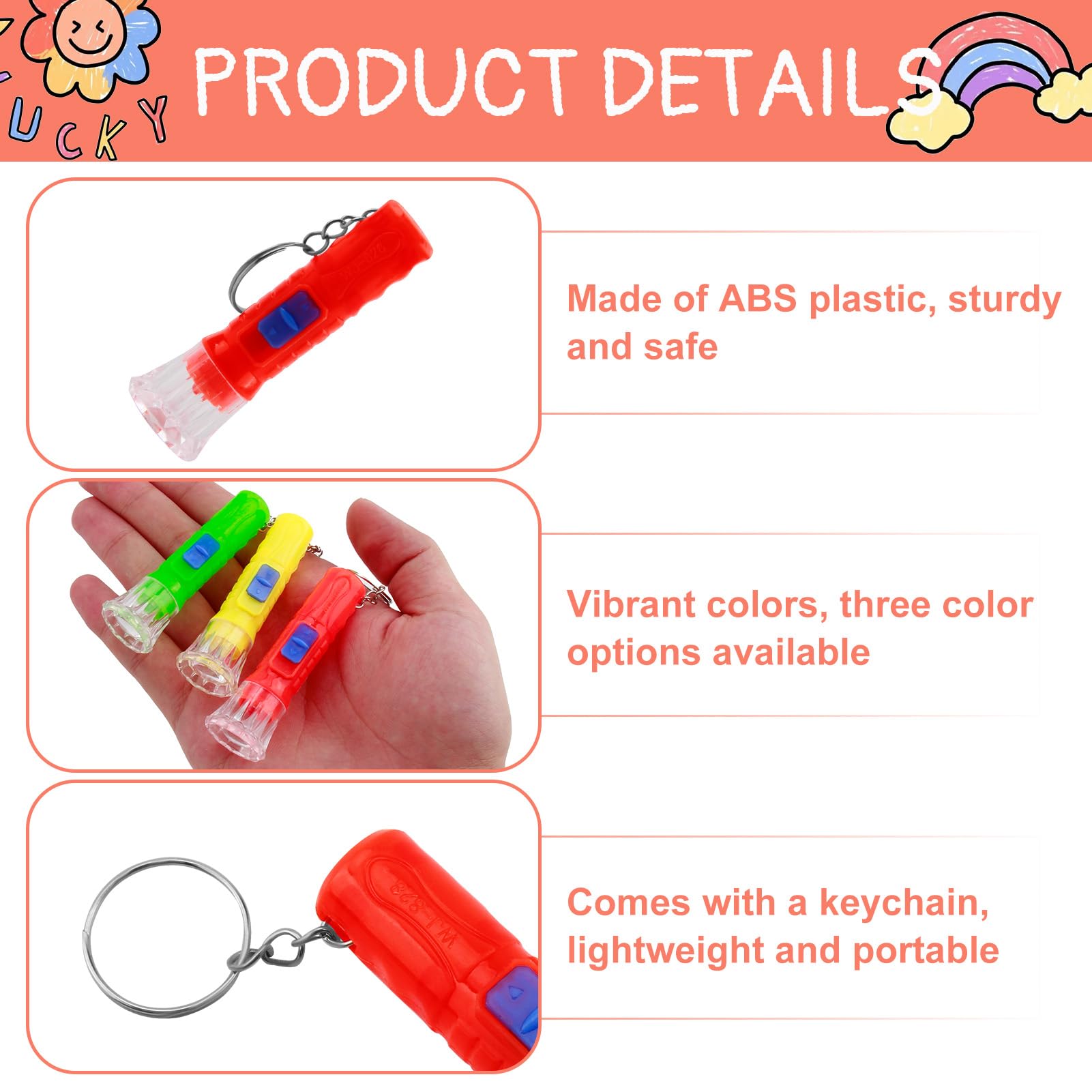 QTMMC 20 Pcs Mini Torches Keyring Torch Led Small Flashlight Pocket Keychain Colourful Bright Torches for Boys Girls Party Bags Reading Camping Hiking Outdoors Prizestiny Gift - Image 3