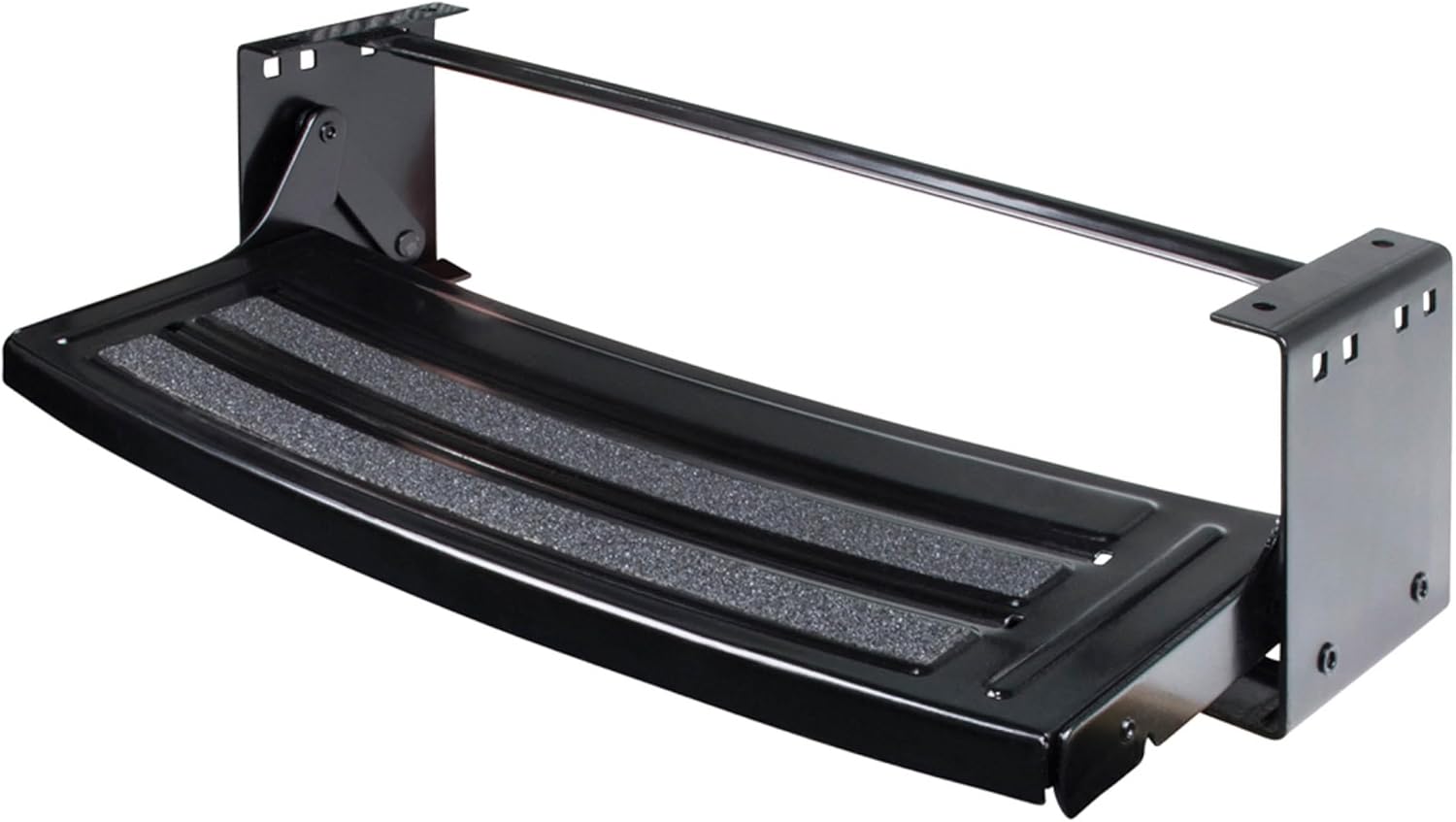 Lippert Components Radius 24" Single Manual RV Step Assembly, 300 lbs. Anti-Slip Steps, Compact One-Hand Expand or Collapse, Black Powder Coat, Travel Trailers, 5th Wheels, Campers - 432678