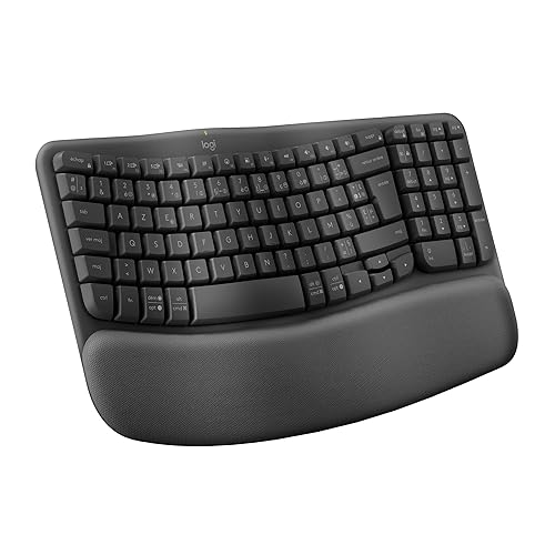 Logitech Wave Keys - Clavier Ergonomique sans Fil, Repose-Poignets rembourré,