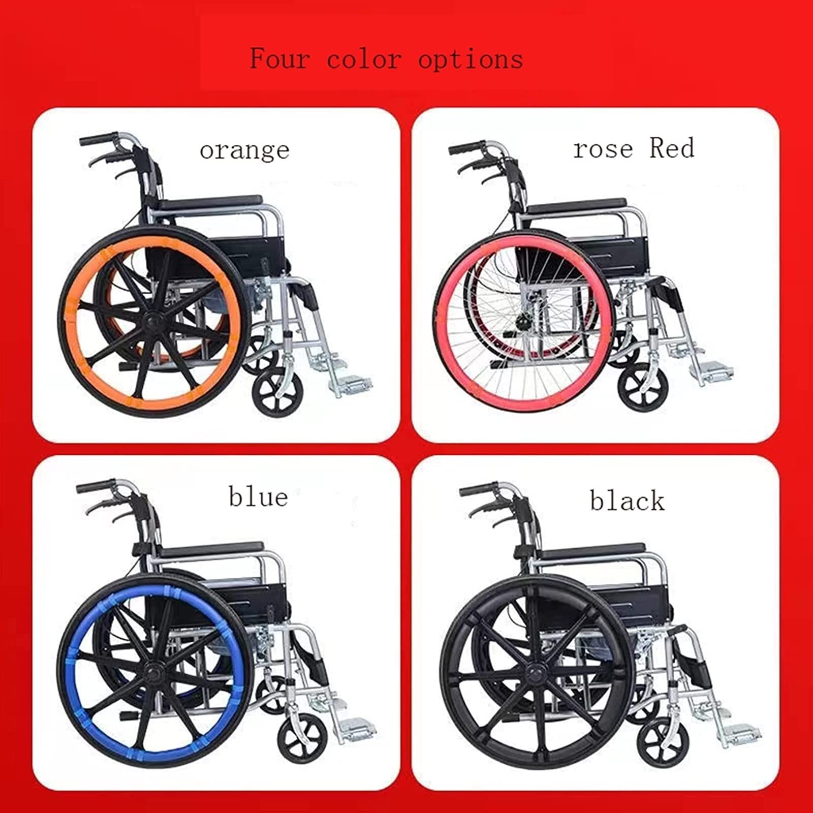 Funda para Empuje Manual, Fundas para Borde de Empuje para Silla de Ruedas, Funda Protectora de Silicona con Anillo de Empuje para Rueda Trasera para Silla de Ruedas, Se Adapta a Todas Las Sillas de