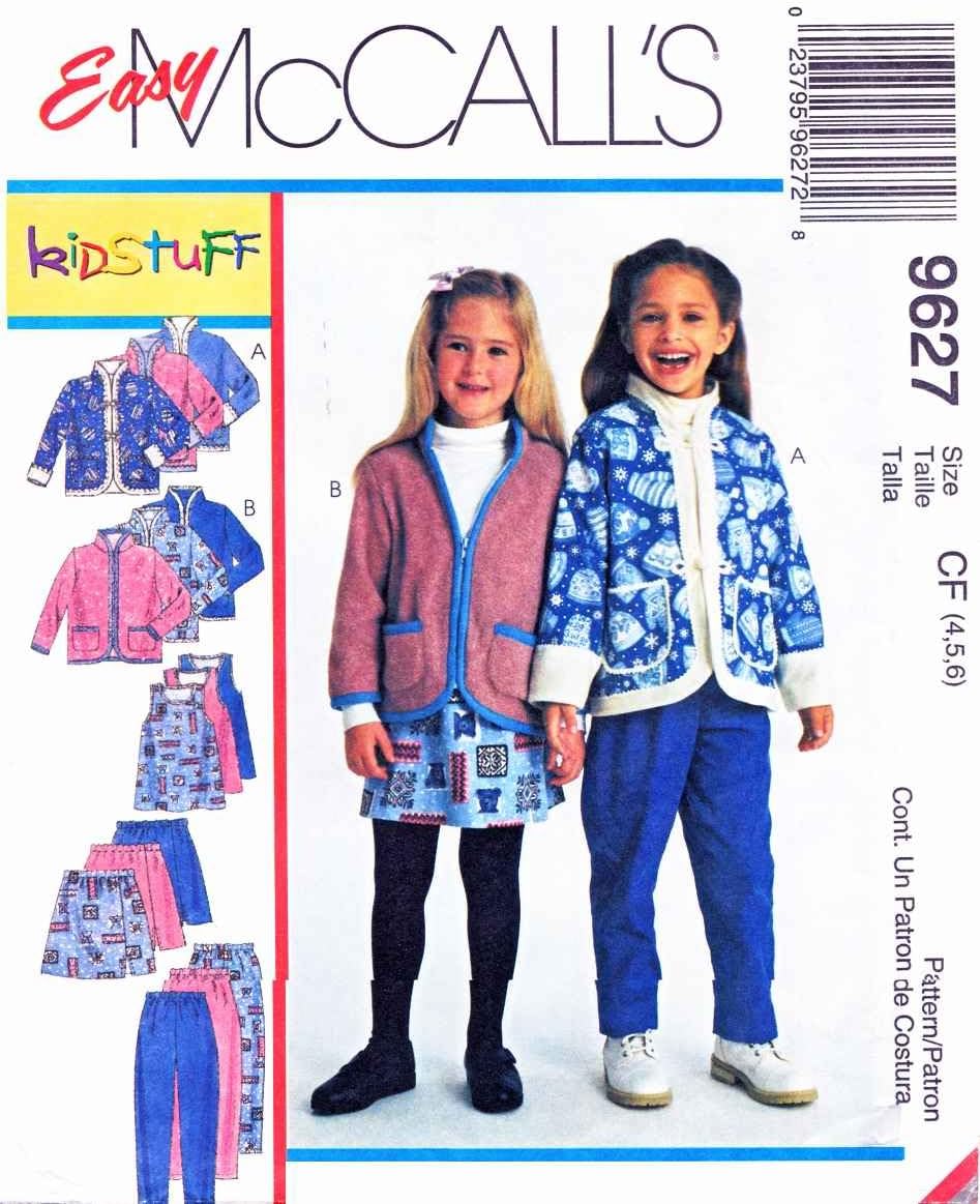 Amazon.com: McCall's Sewing Pattern 9627 Girls Size 4-6 Easy Wardrobe ...