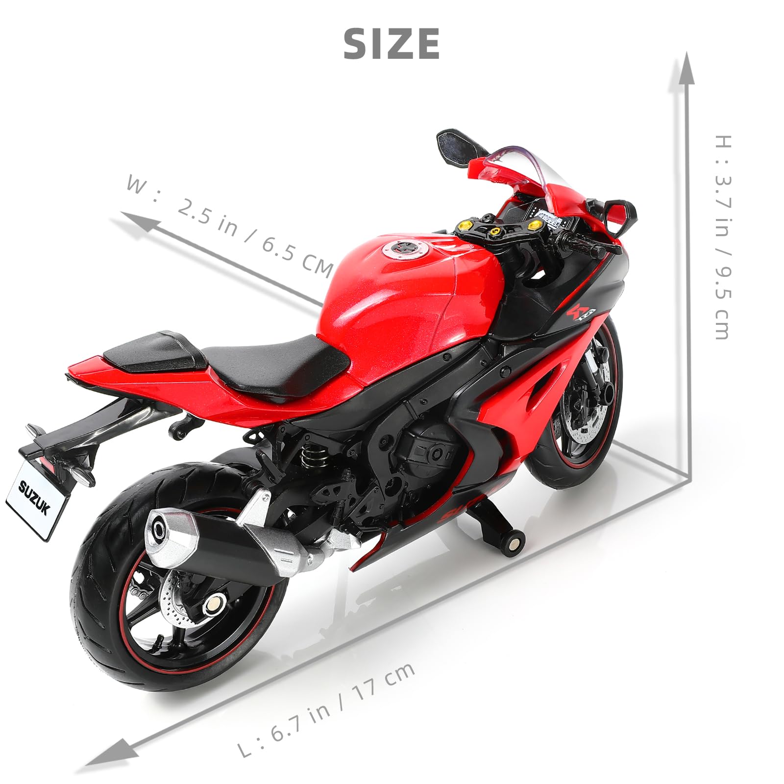 Risopen 1/12 compatible for Suzuki 1000R Motorcycle Model Toy Mini Alloy Metal Diecast Motorcycle Model Red MotorcycleToy Sport Motorcycle Racing Collection Gift for Men Kid Boy (red) - Image 2