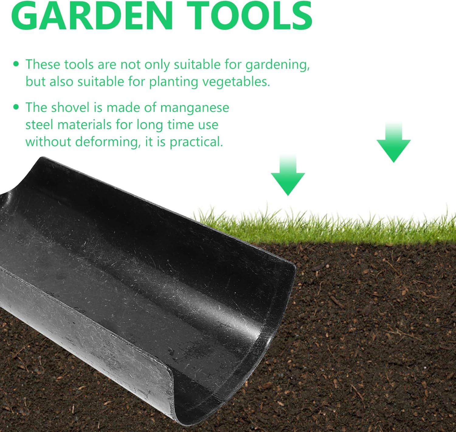 BESPORTBLE Garden Shovel Manganese Heavy Duty Metal Shovel with Comfortable Handle for Easy Digging and Root Cutting for Gardening and Planting Tight Spaces