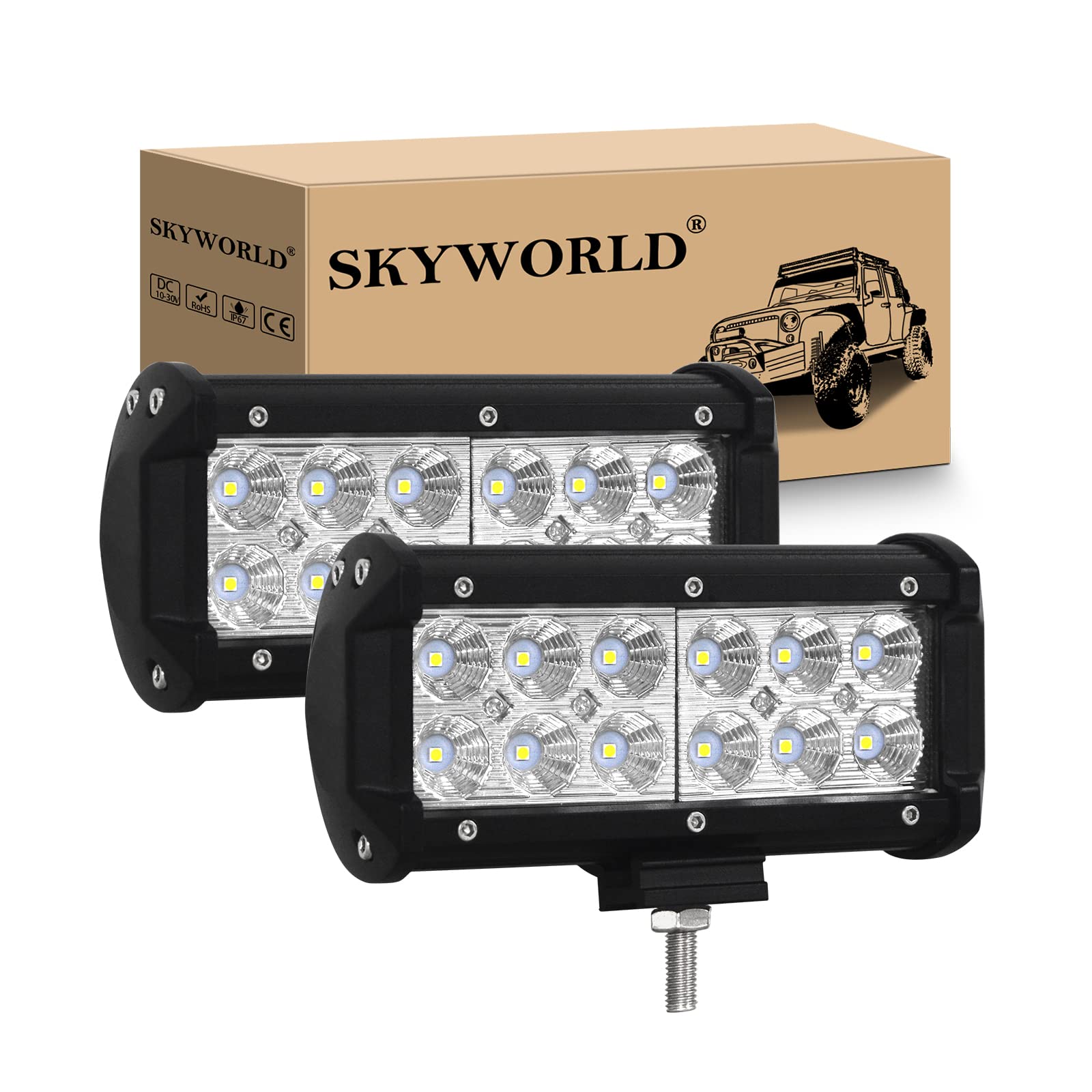Amazon.co.jp: SKYWORLD 2個 7 インチ 36W LED作業灯 12連LED