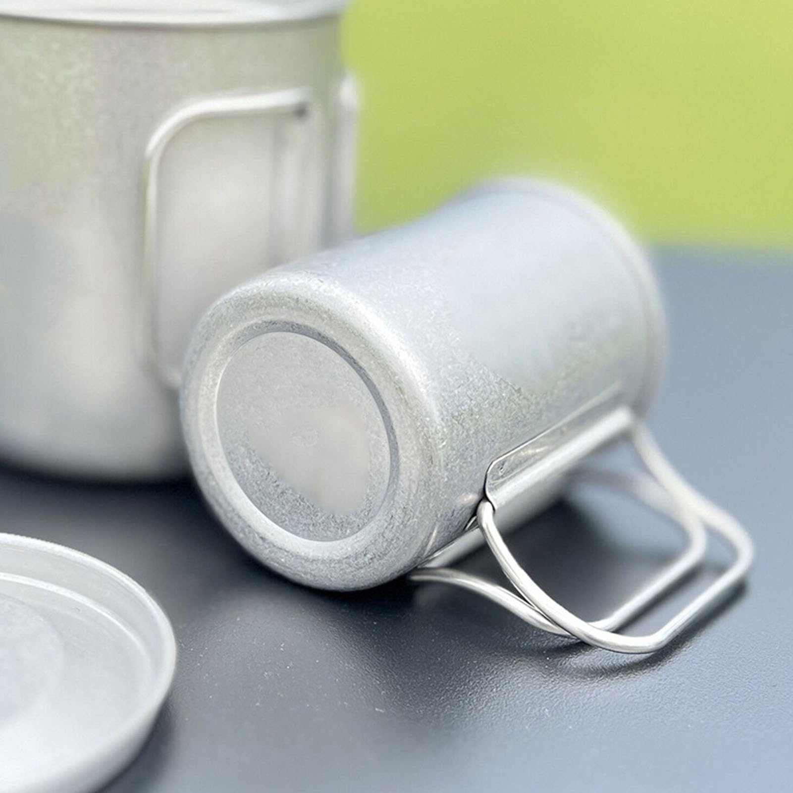 flexman Taza de Campamento 4Pcs, 200 ml, 300 ml, 400 ml, 500 ml de Mango Plegable Taza de Café de Acero Inoxidable Acero con Tapa con Tapa y Bolsita de Malla de Almacenamiento