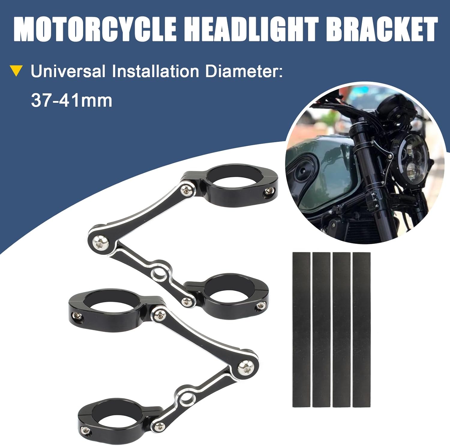 37-41mm Motorcycle Headlight Bracket CNC Fork Head Lamp Mount Holder for Harley Indian Victory Honda Yamaha Kawasaki Suzuki Ducati Cafe Racer Chopper Bobber Universal