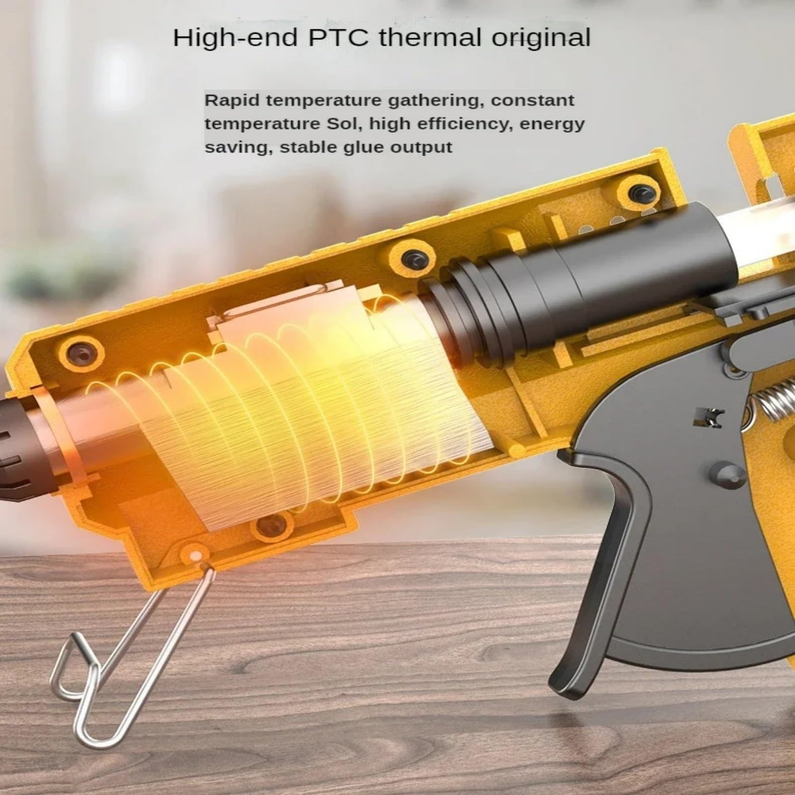 Pistola Silicona Caliente, Pistola de Pegamento termofusible Profesional de 200W, Boquilla de Cobre con Temperatura Ajustable, Barras de Pegamento de 11 mm para Reparaciones(B)
