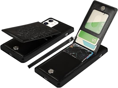 Miniatura 1 de iCoverCase Funda tipo cartera para iPhone 11 con soporte para tarjeta de crédito, bloqueo RFID de cuero de primera calidad con cierre magnético y