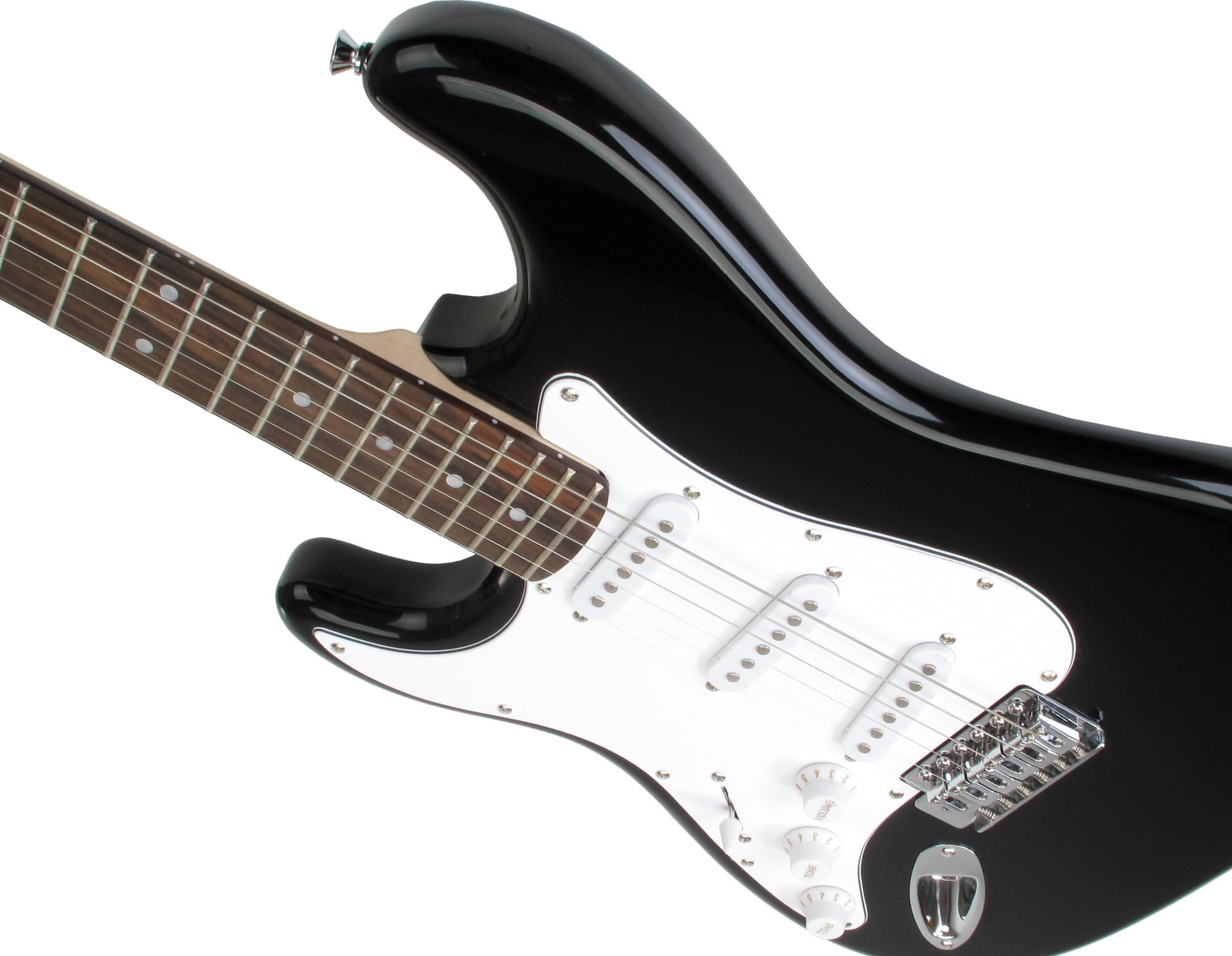 Rocktile Pro ST3 BK RW L E-Gitarre Linkshänder Set – E-Gitarren-Komplettset für Anfänger – inkl. Gigbag mit 3 Außentaschen und Rucksackgurten – Linkshänder E-Gitarre - Schwarz