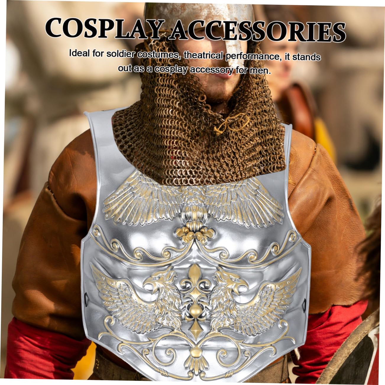 Armure médiévale Plastron de Chevalier rétro Argent pour Cosplay reconstitutions historiques Halloween