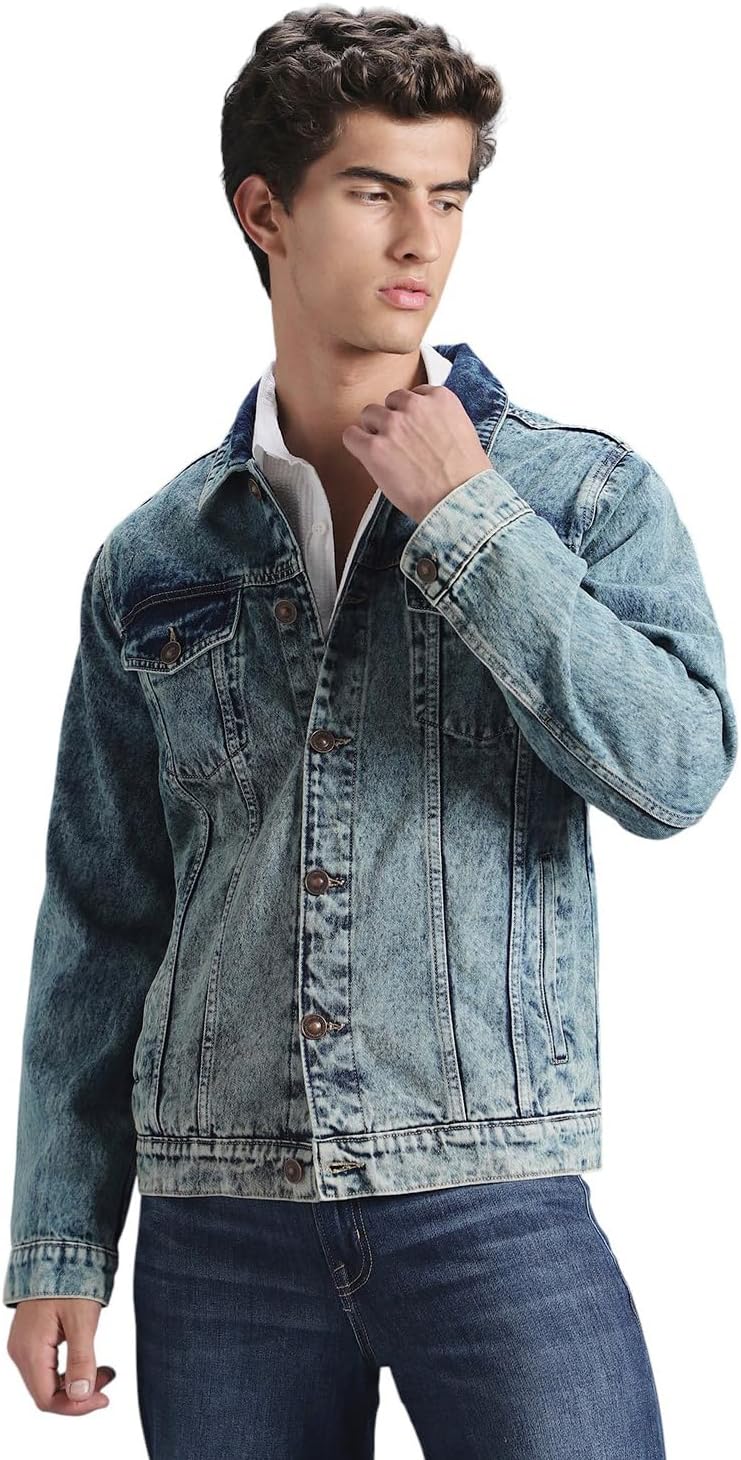 Men's Overdyed Trucker Denim Jacket Mens Jacket | 100% Cotton | Double Flap Pocket | Regular Fit | Long Sleeve Jacket