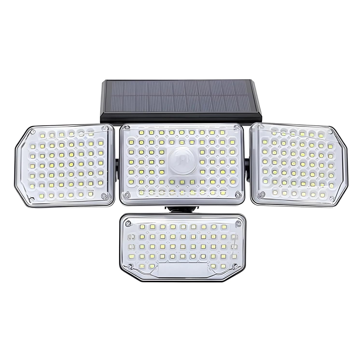 Foco proyector led con panel solar y mando a distancia, resistente al agua IP65, 3145W, 6500k, luz fría, 430 lm ideal para exterior, patio, jardín y más