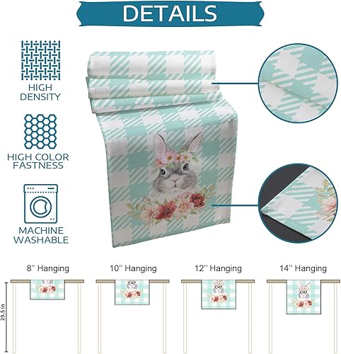 Miniatura 5 de Juego de manteles individuales de Pascua con camino de mesa a juego juego de mesa de arpillera de algodón y lino 4 alfombrillas  camino de 13 x 90