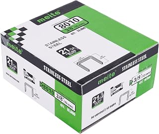meite 21 Gauge 1/2-inch Crown Stainless Steel Upholstery Staples with 3/8-inch Leg Compatible with Fasco/80 Series Staples 10,000 PCS (1 Box)