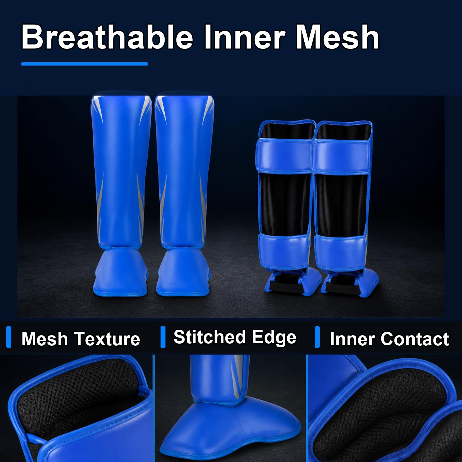 Piedi Protezione Shin Guard,Parastinchi da Kick Boxing Muay Thai,Parastinchi Karate,vestibilità Sicura,Regolabili,Comodo,per Boxe,Sport da Combattimento e Allenamento Quotidiano