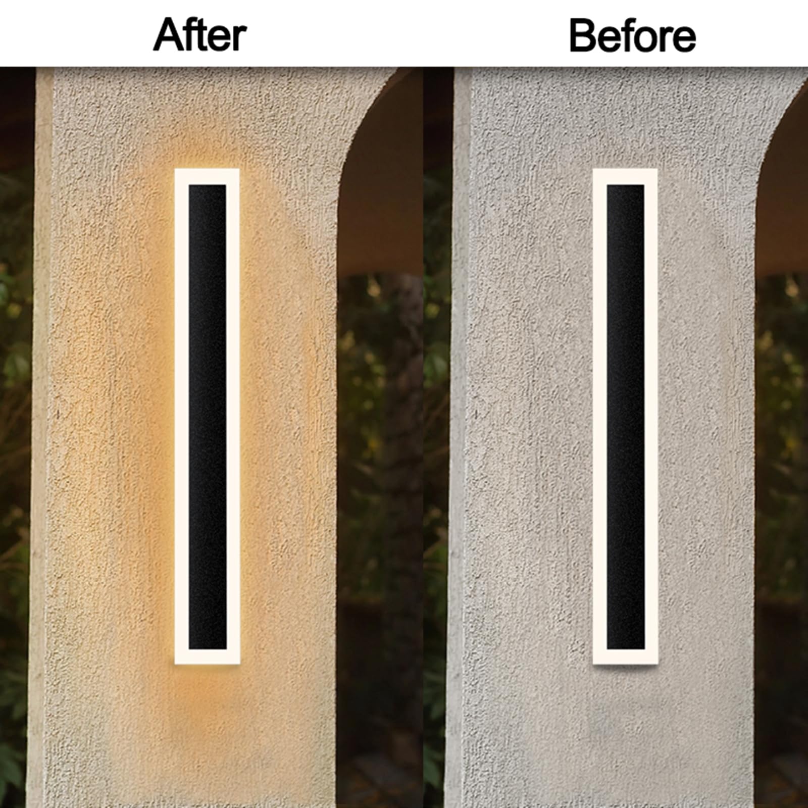 1 Pack Modern Outdoor Wall Lights Black LED Outdoor Wall Sconce IP65 Waterproof Odern Porch Lights Wall Sconce Anti-Rust Acrylic Linear Long LED Linear Wall Lamp Outside Lighting for Garage (31.5inch)