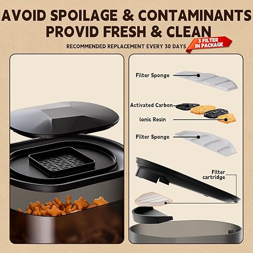 Miniatura 4 de Alimentador automático para gatos y fuente para gatos, dispensador de comida para gatos con temporizador de 3 litros para alimentos secos, 10
