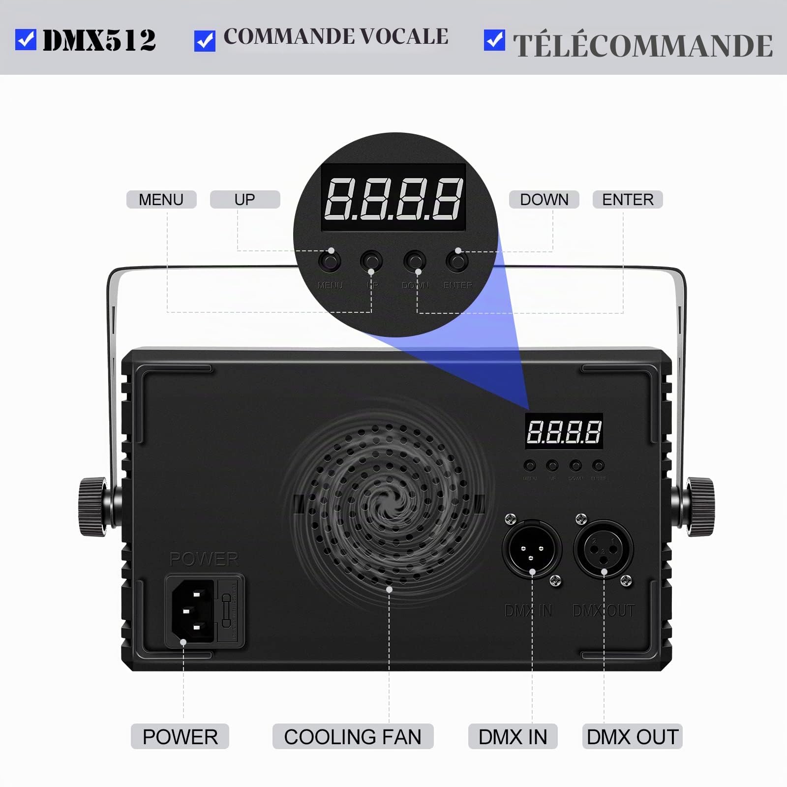 Projecteur Stroboscopique 288 LEDs RGB 3-en-1 pour Scène – Lumières DJ avec Contrôle à Distance & Activation Sonore – Idéal pour Événements, Concerts, Fêtes, Mariages, Églises, Clubs... (1 pièce)