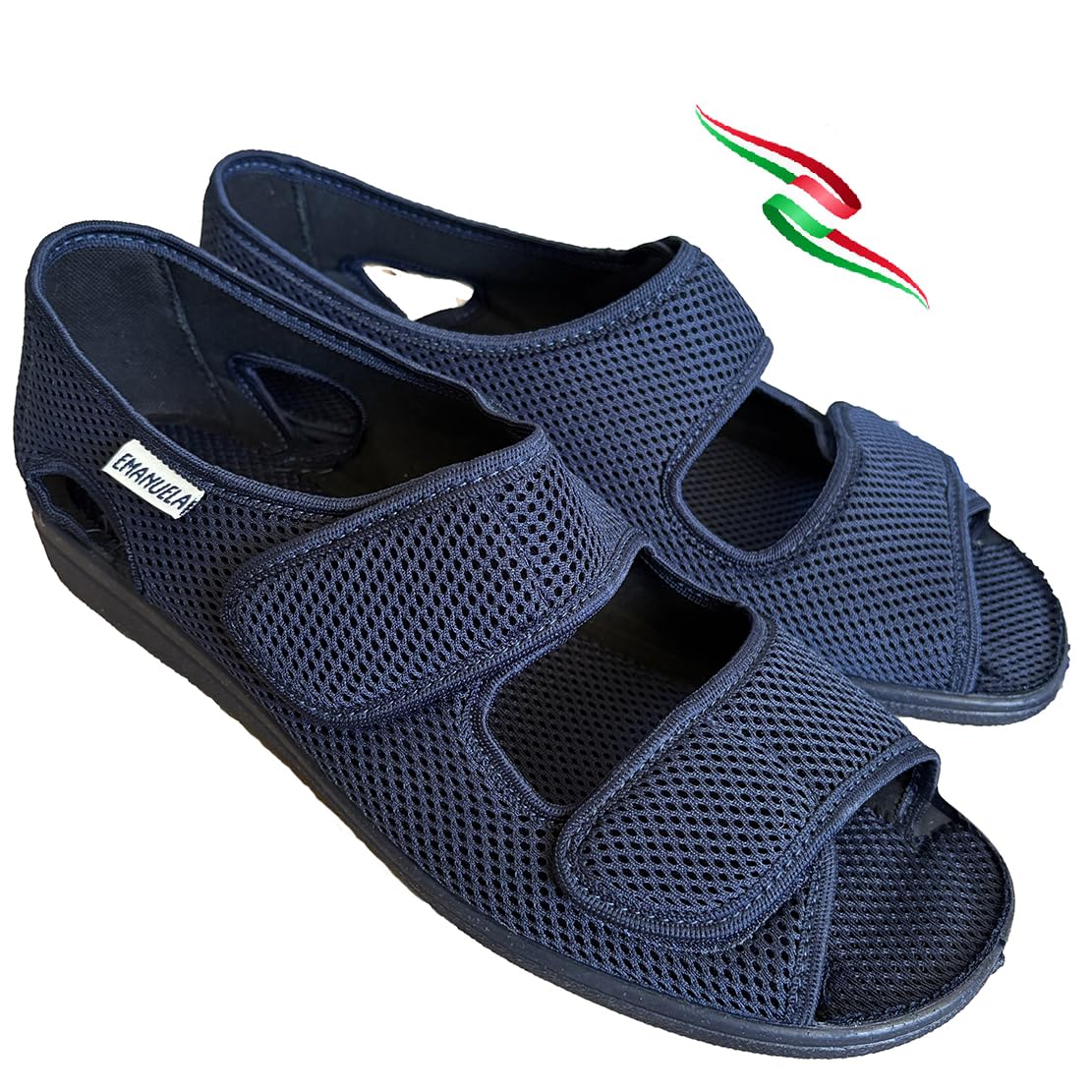 EMANUELA Sandali ciabatte pantofole UOMO cefalu regolabili con strappi tessuto alveare forato traspirtante Made in italy