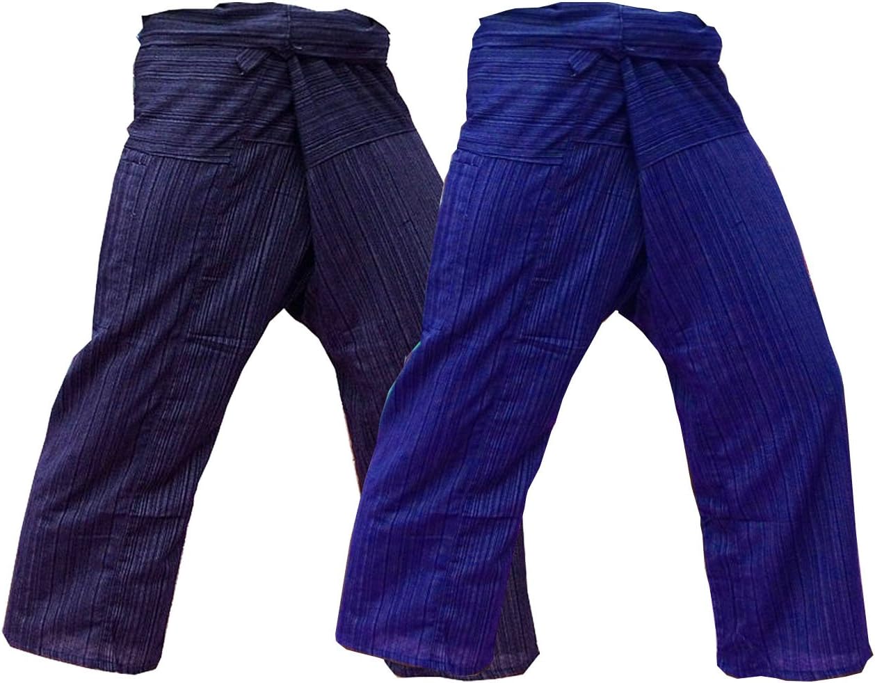HIT HOT Thai Fisherman Trousers Yoga Uniform Free Size Cotton Drill Pack 2 Deep Blue and Navy Blue