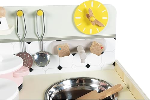 Miniatura 11 de Janod - Cocina de madera para niños - Cocina pequeña para niños - Equipada con horno, fregadero y 10 accesorios incluidos - Botones de sonido