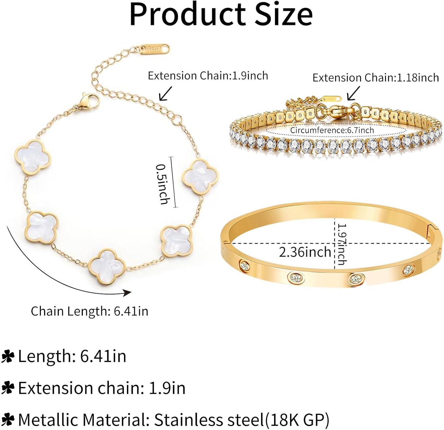 18K Gold Plated Tennis Bracelet Love Bangle Set for Women Stack Bracelets Stainless Steel Bangle Set for Love Trendy Jewelry Gifts for Women - Image 2