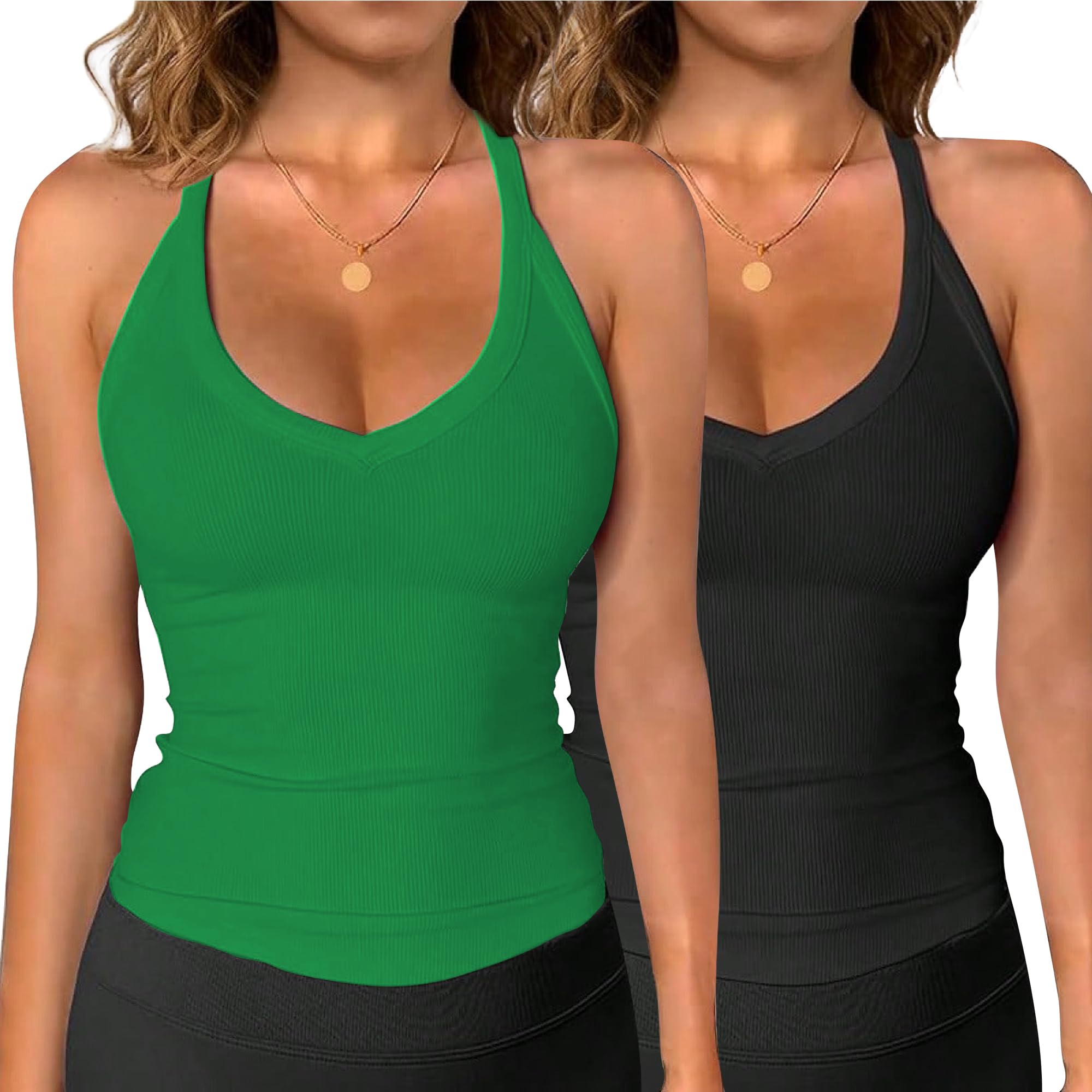 VELISDE Women Workout Tank Tops V Neck Racerback Going Out Ribbed Basic Slim Fit Yoga Gym Shirts 2026 Summer Camisole