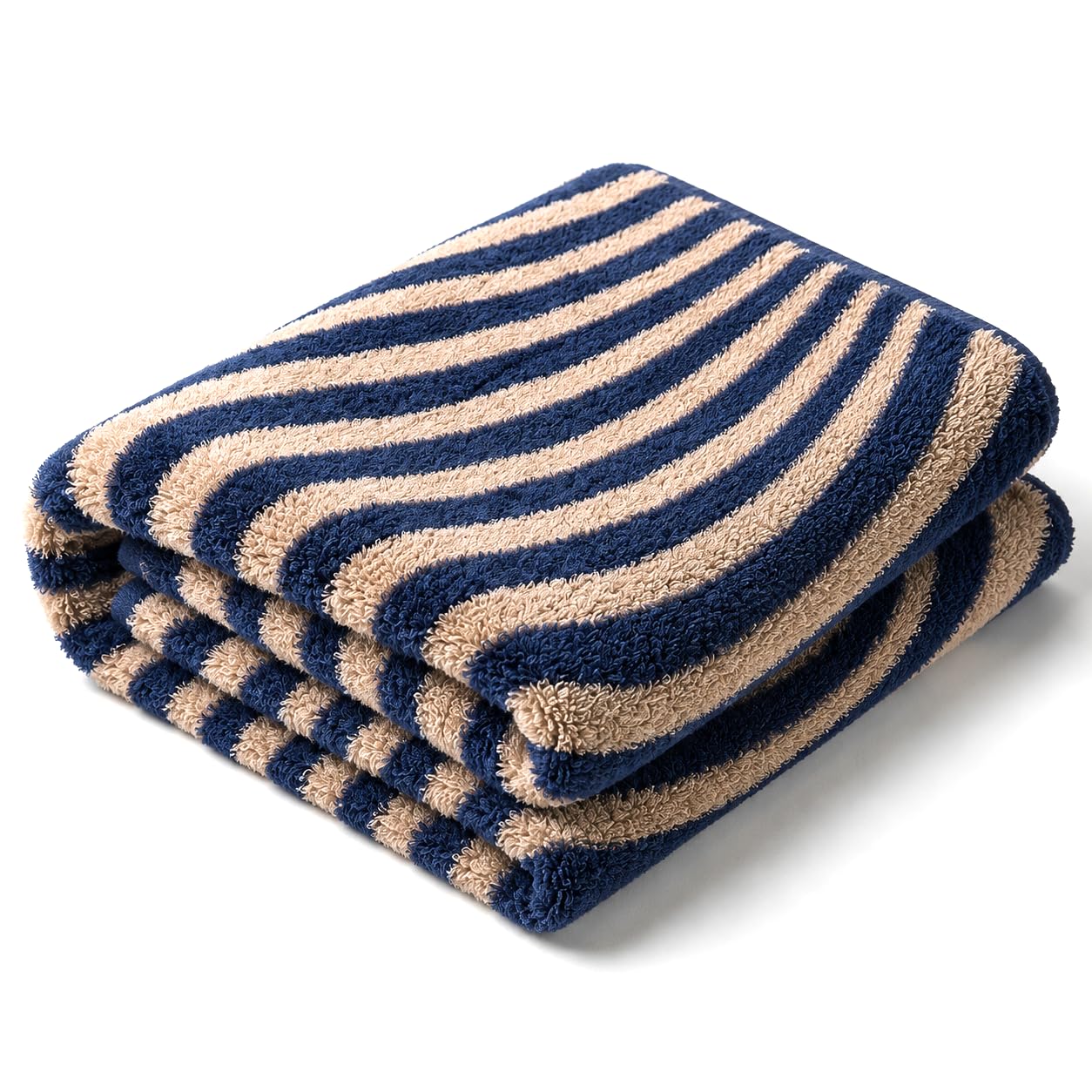 Cotton Bath Towel for Men & Women, 28x54 Inch, 550 GSM, Soft Plush Highly Absorbent Quick Dry Towel, Blue & Rose Gold Abstract Stripe Design-image-48