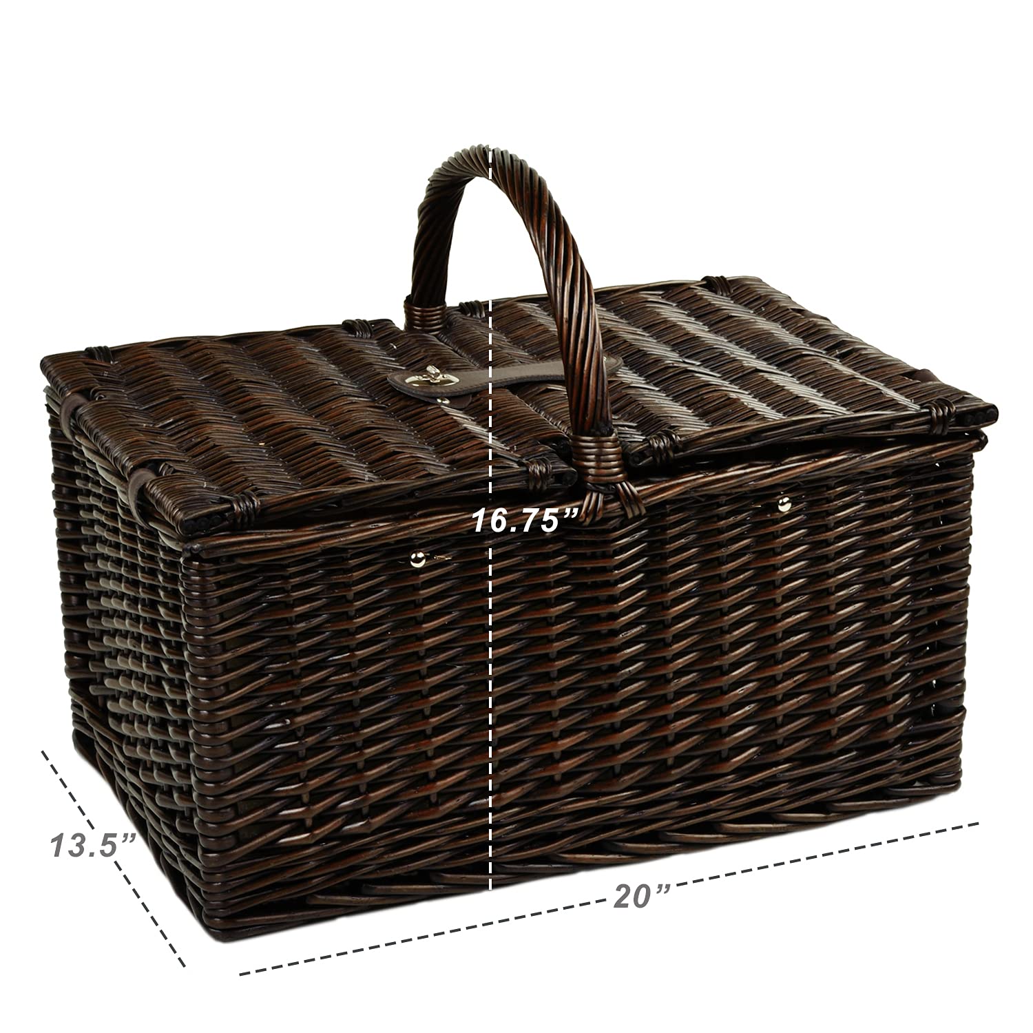 Picnic at Ascot Buckingham Willow Picnic Basket with Service for 4 with