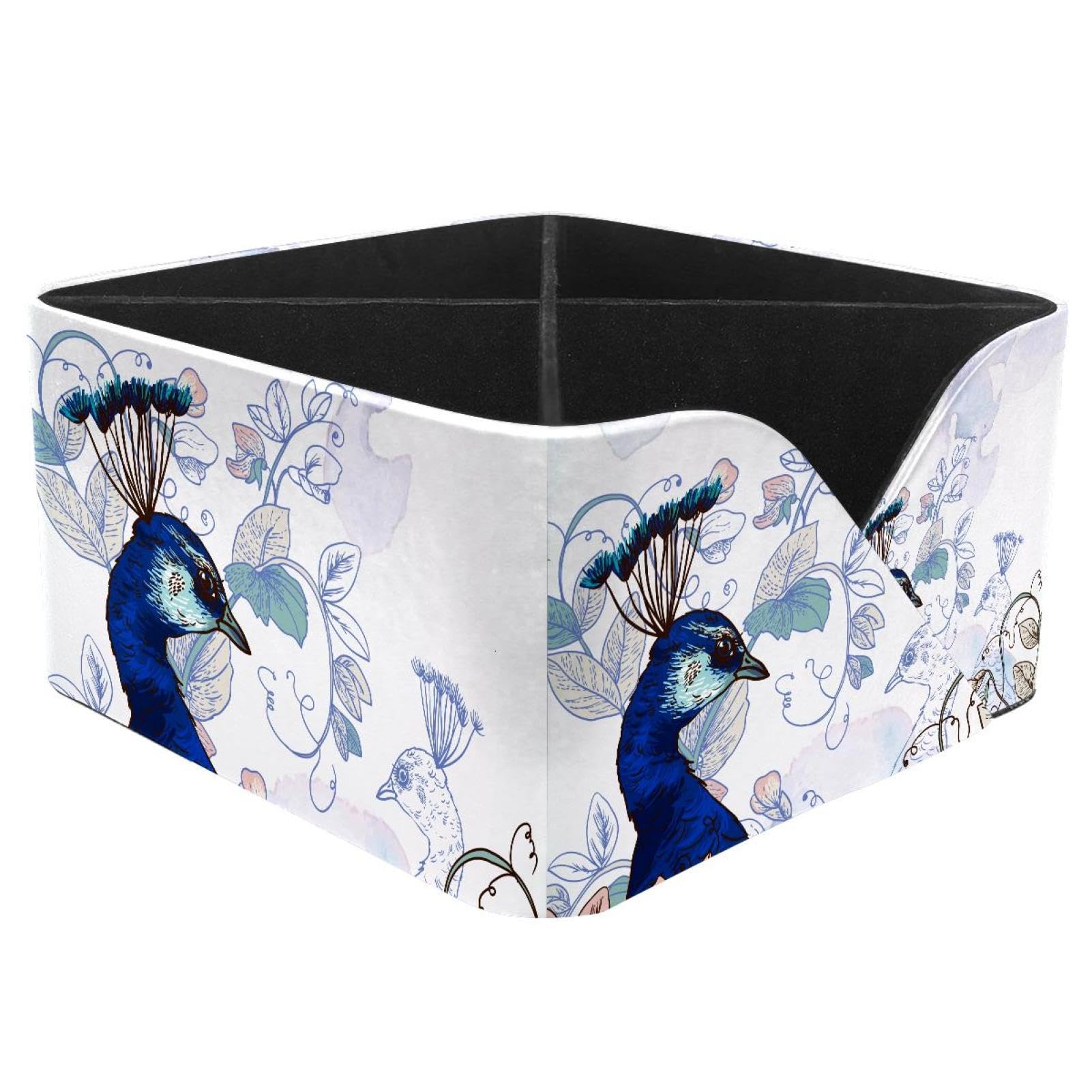 KengjuTesu Purple Peacock Bird Desktop Organizer Pen Holder, Rectangular Pencil Cup for Office, Study and Makeup Stations