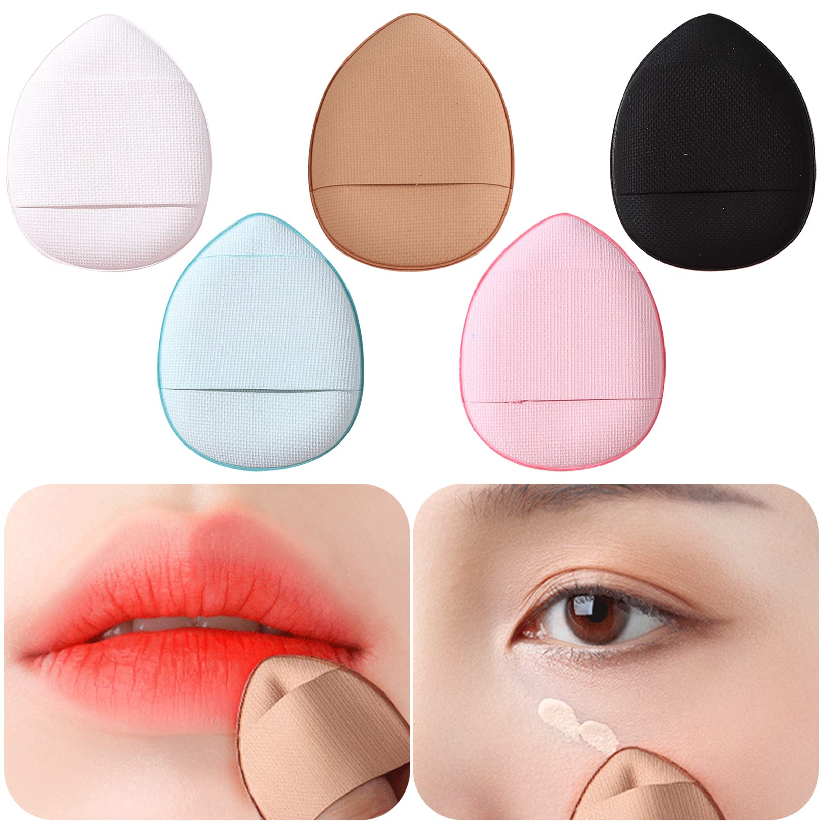 5 Pieces Finger Powder Puff Makeup Mini Powder Puff Soft Powder Puff,Finger Powder Puff Band Handle Makeup Blender Sponge Ultra Soft Mini Powder Puff for Foundation Concealer Cosmetic Foundation