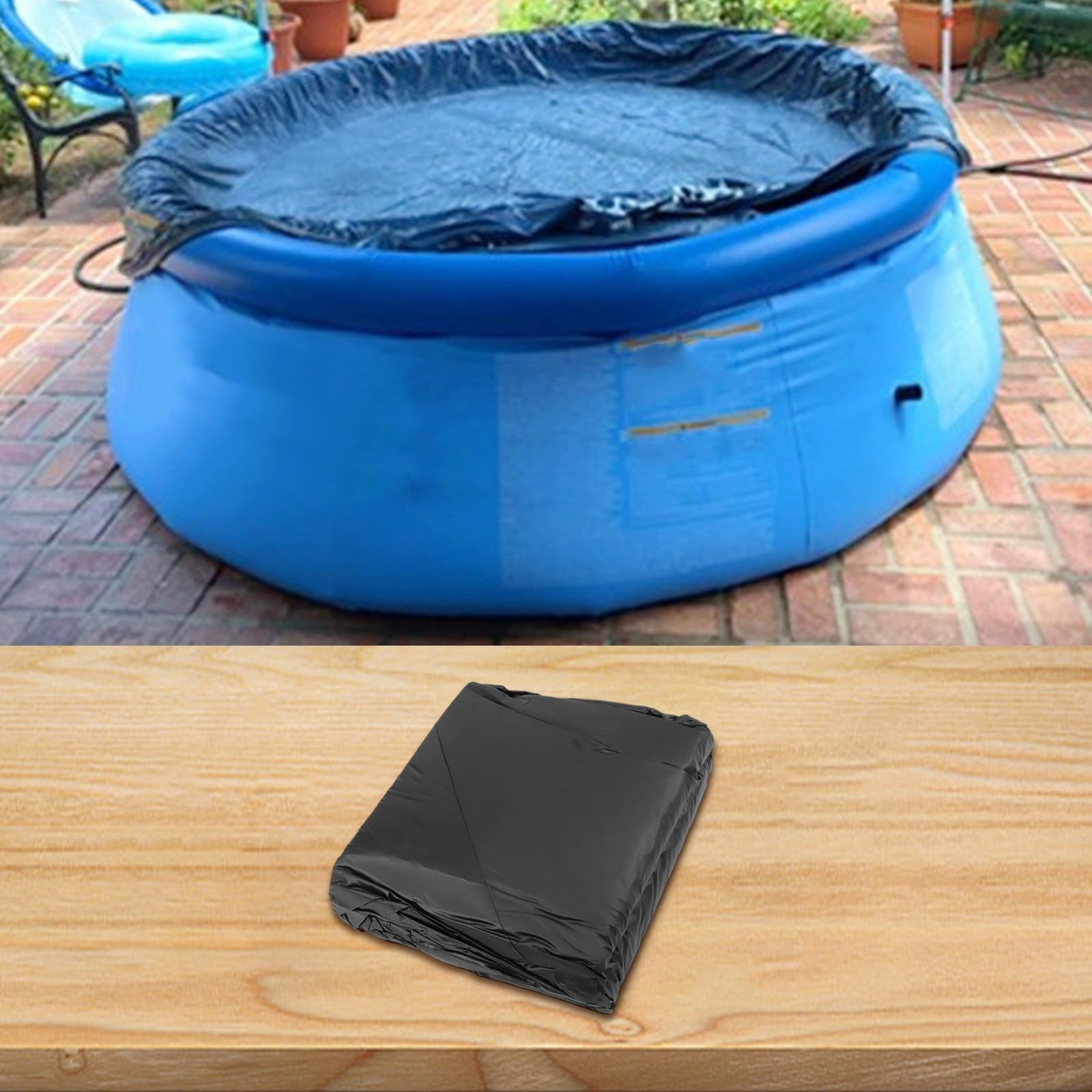 Copertura rotonda in PVC per piscina fuori terra, resistente ai raggi UV e al vento, per 305 366 457 cm di diametro, detriti e protezione dalle foglie, riduce i tempi di pulizia, risparmia energia