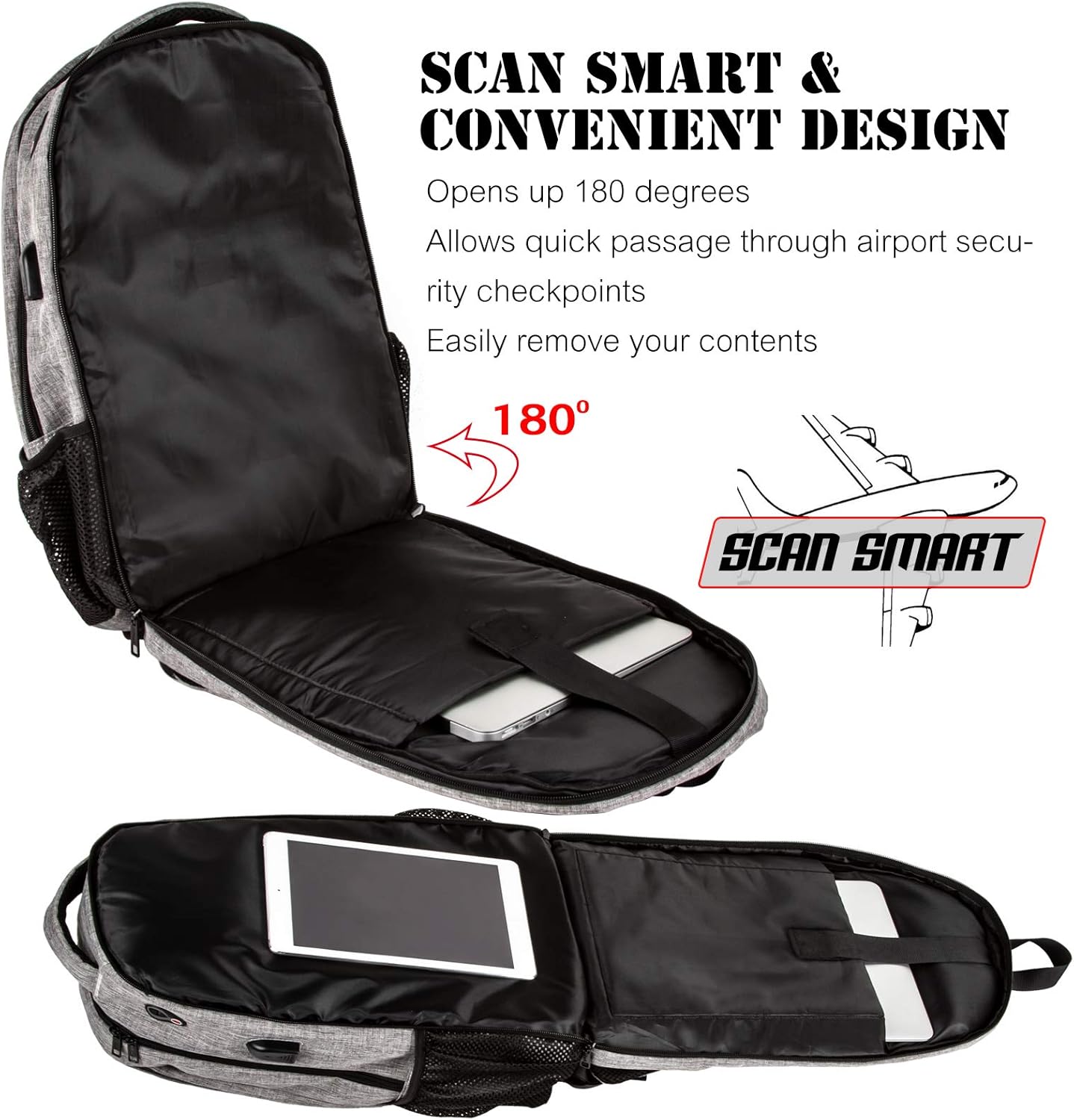 Five Star Travel Laptop Backpack, Anti Theft Laptop Bag with USB Charging Cable & Headphone Interface, Business Backpack for Men Women,College Computer Bag - Image 4