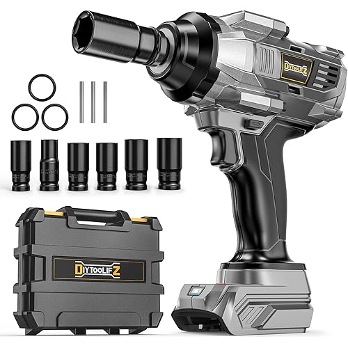 DIYtoolifz Cordless Impact Wrench 1/2 inch for Dewalt 20v Battery, 1000FT-LBS(1360N.m) Brushless Electric Impact Gun, High Torque Power Impact Driver with 6Pcs Sockets & Storage Case (Tool Only)