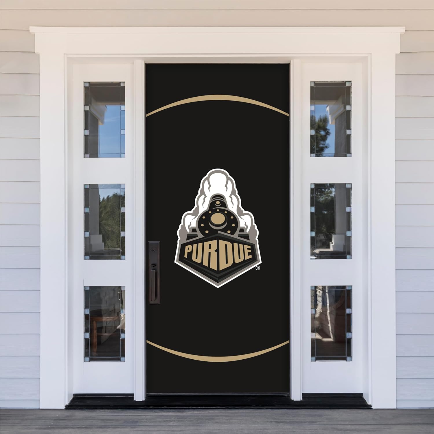 Purdue Boilermakers College Sports Printed Front Door Banner - NCAA Licensed - Durable Vinyl - School Banner (Black, Gold, White) (36" x 80")
