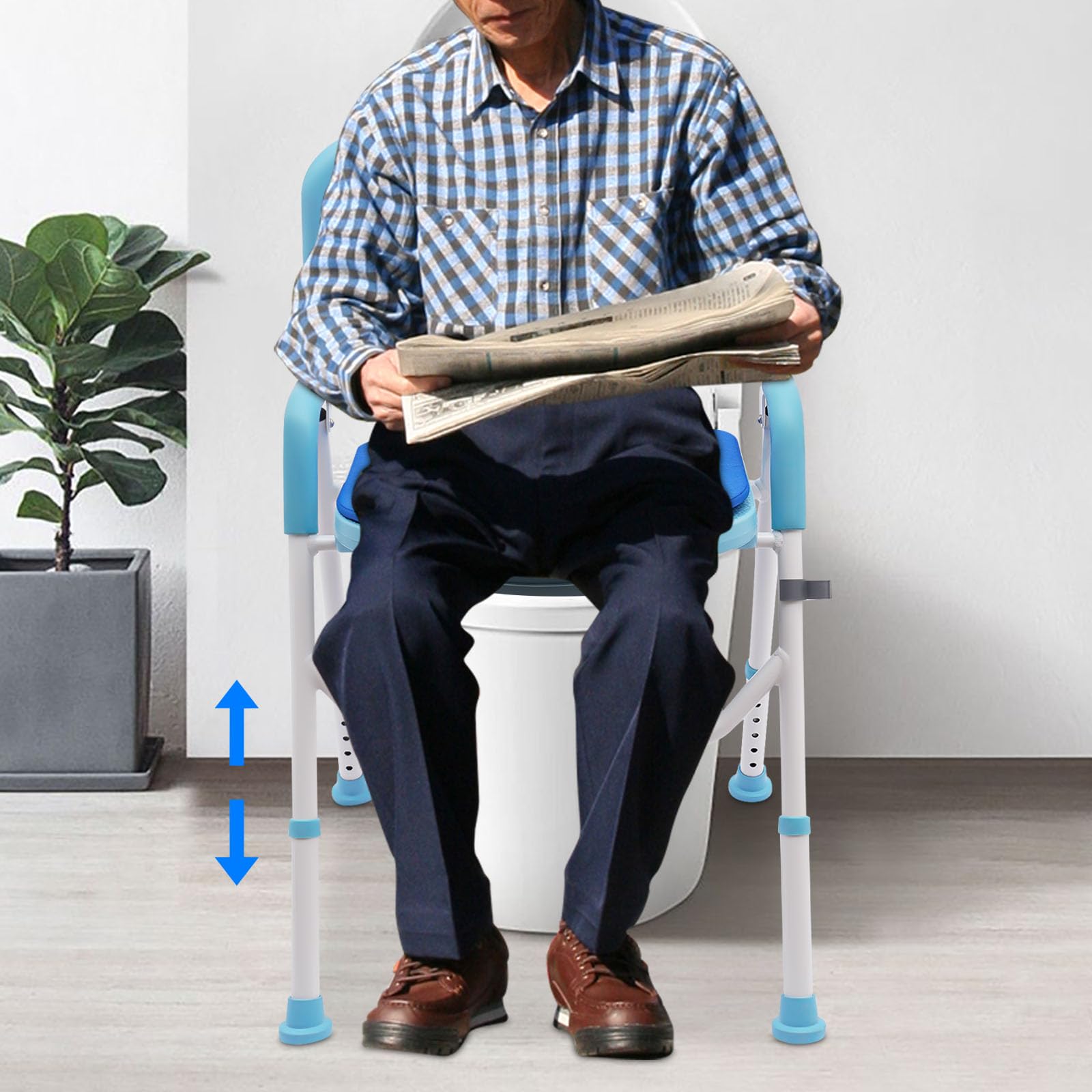 Asiento de ducha con reposabrazos y respaldo, silla de ducha robusta para bañera, asiento de ducha antideslizante con altura ajustable, silla de ducha para ducha interior, sillas de inodoro, color